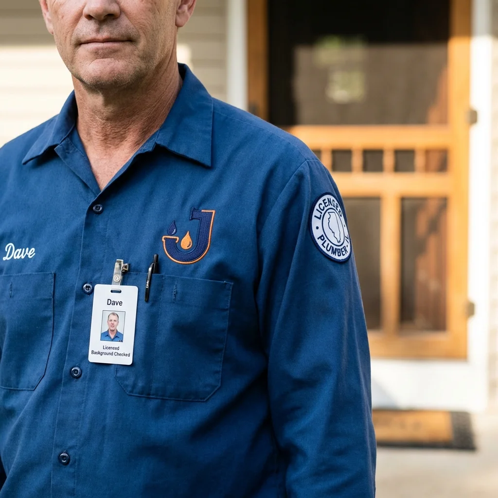 Licensed plumber showing ID badge in Pauls Valley, OK
