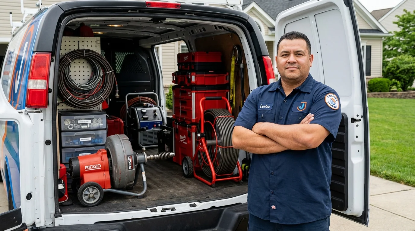 Professional drain cleaning equipment and Johns Plumbing LLC plumber in Pauls Valley