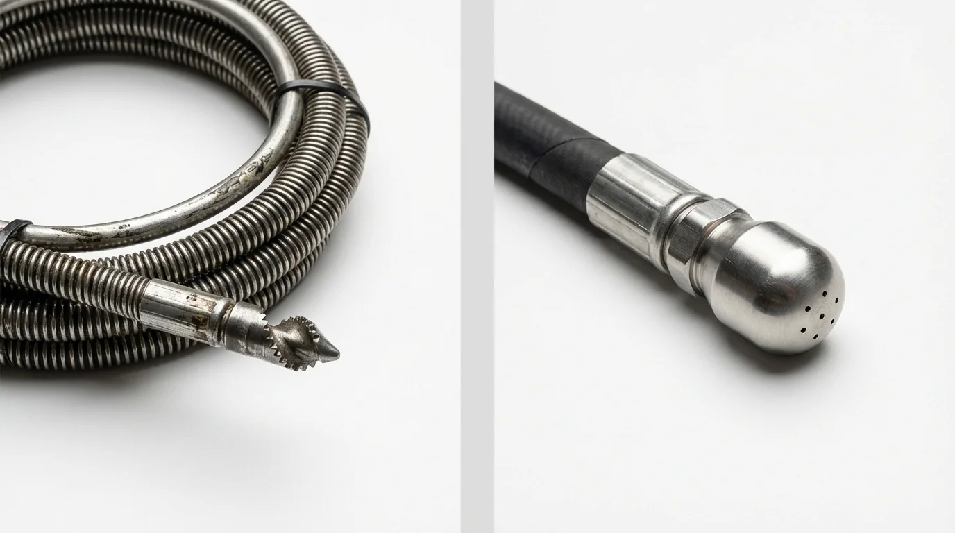 Drain snake cable and hydro jetting nozzle used for drain cleaning in Pauls Valley, OK