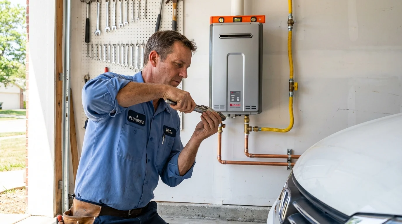 Tankless water heater installation by a Johns Plumbing LLC plumber in Pauls Valley